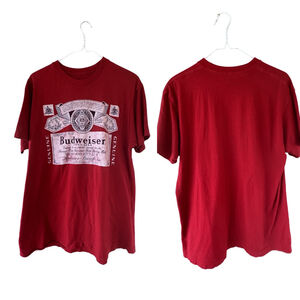 Budweiser Beer Red T-Shirt Size Large Men